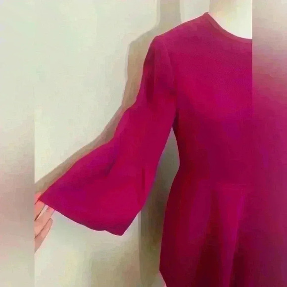 Eliza J Raspberry Dress Fushia Bell Sleeves Pockets Retail $189 - Picture 8 of 10